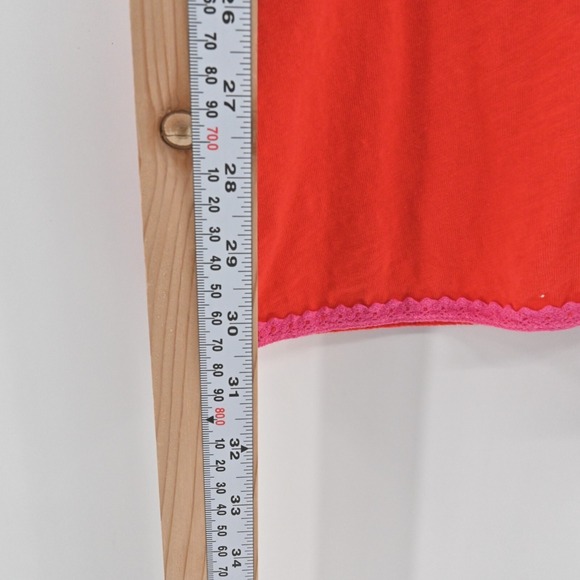 Boden Kasia Jersey Tunic Dress Womens 6 Red Pom Pom Trim Tassel Tie Relaxed Boho - Picture 5 of 13